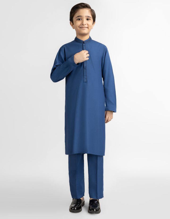 Blended Blue Kurta Trouser - J. Junaid Jamshed