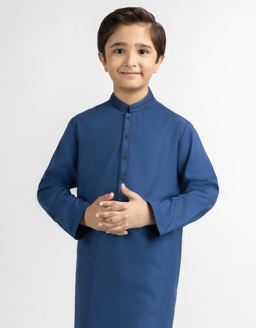 Blended Blue Kurta Trouser - J. Junaid Jamshed