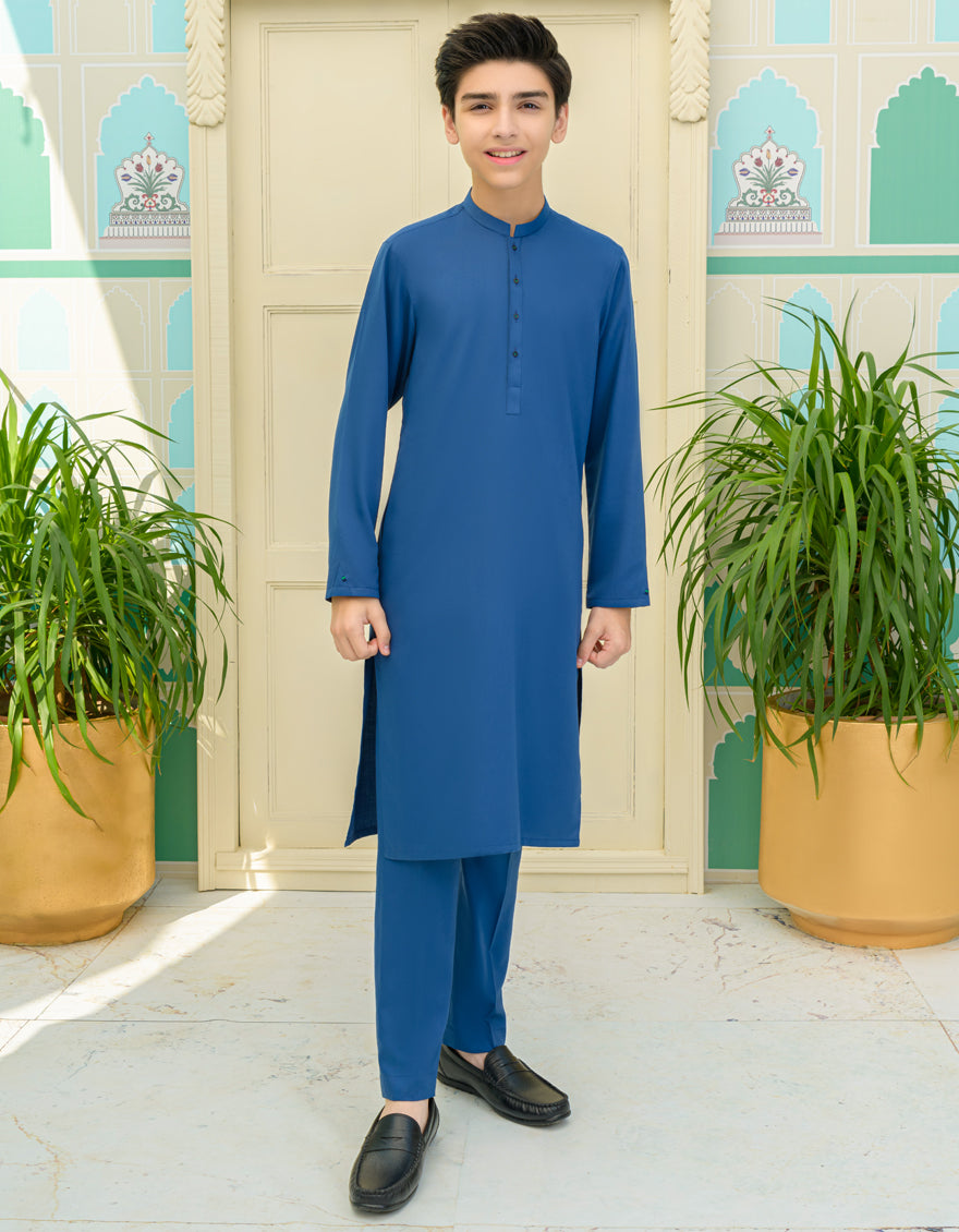 Blended Blue Shalwar Kameez - J. Junaid Jamshed