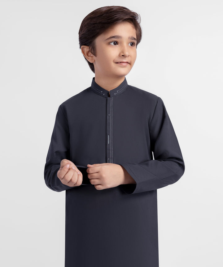 Blended Dark Grey Shalwar Kameez - J. Junaid Jamshed