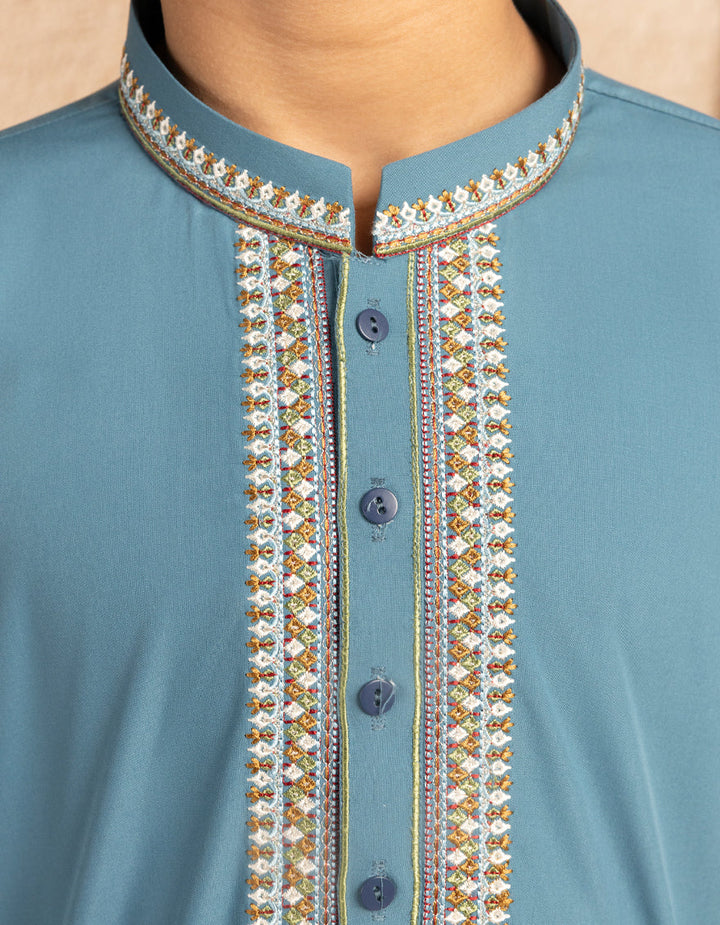 Blended Dull Blue Shalwar Kameez - J. Junaid Jamshed