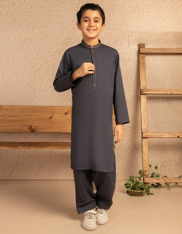 Blended Grey Shalwar Kameez - J. Junaid Jamshed