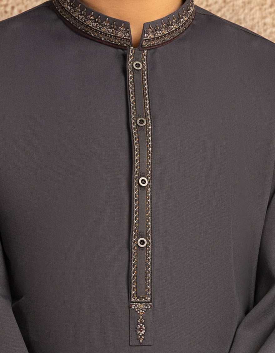 Blended Grey Shalwar Kameez - J. Junaid Jamshed