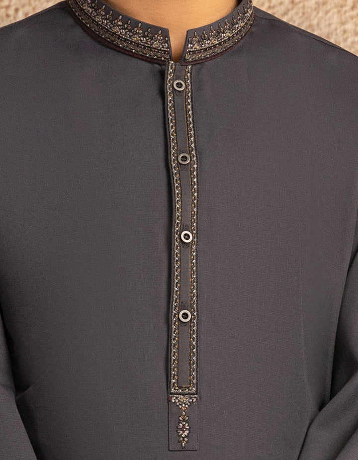 Blended Grey Shalwar Kameez - J. Junaid Jamshed