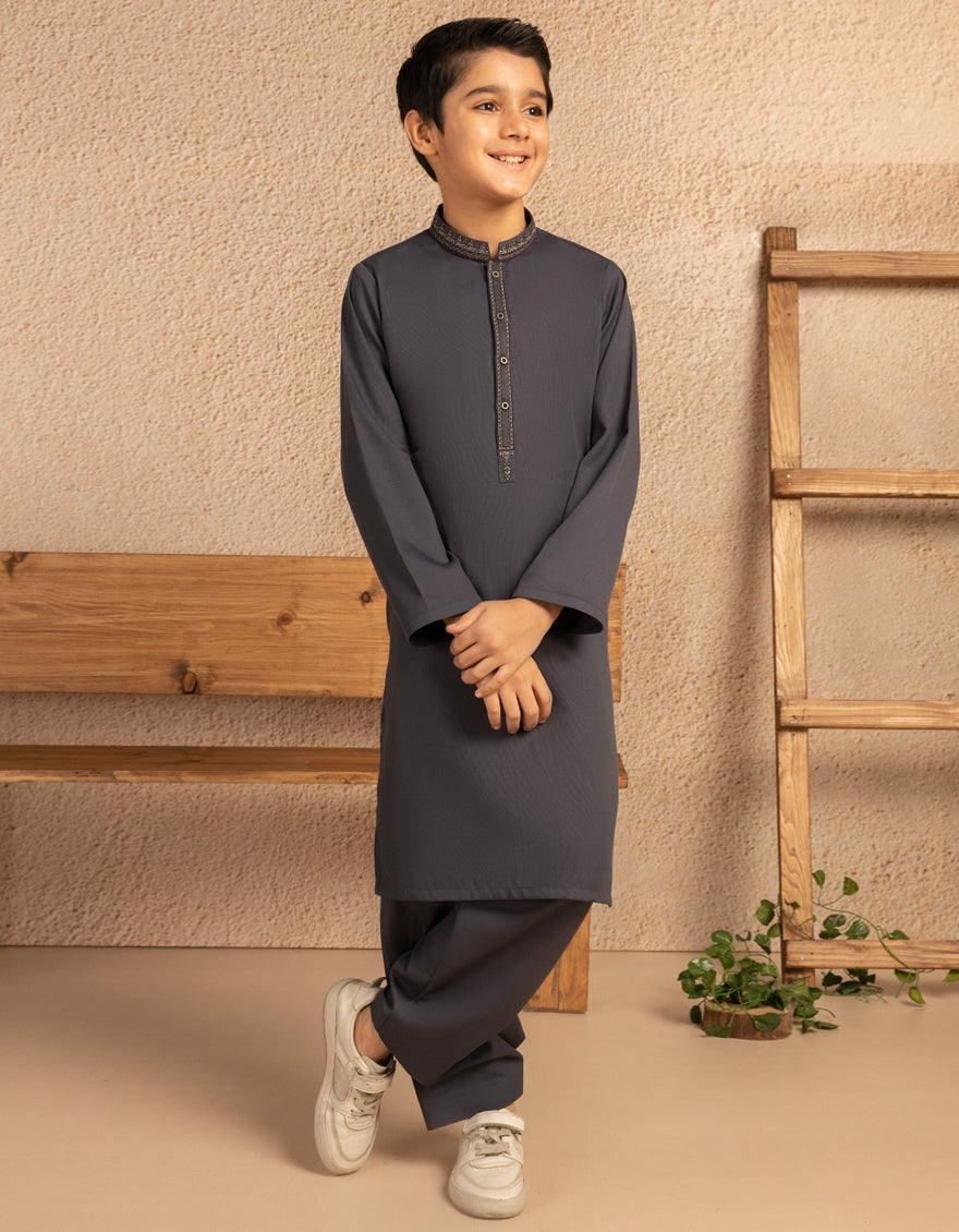 Blended Grey Shalwar Kameez - J. Junaid Jamshed