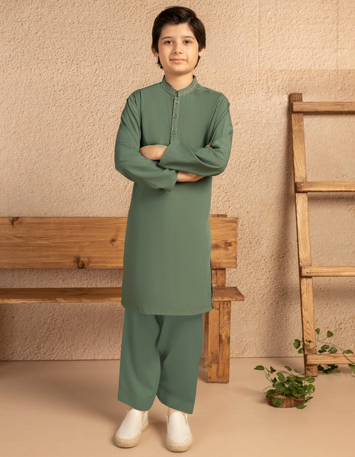 Blended Green Shalwar Kameez - J. Junaid Jamshed