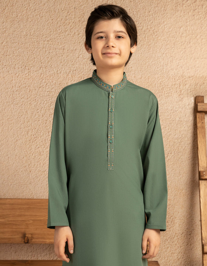 Blended Green Shalwar Kameez - J. Junaid Jamshed