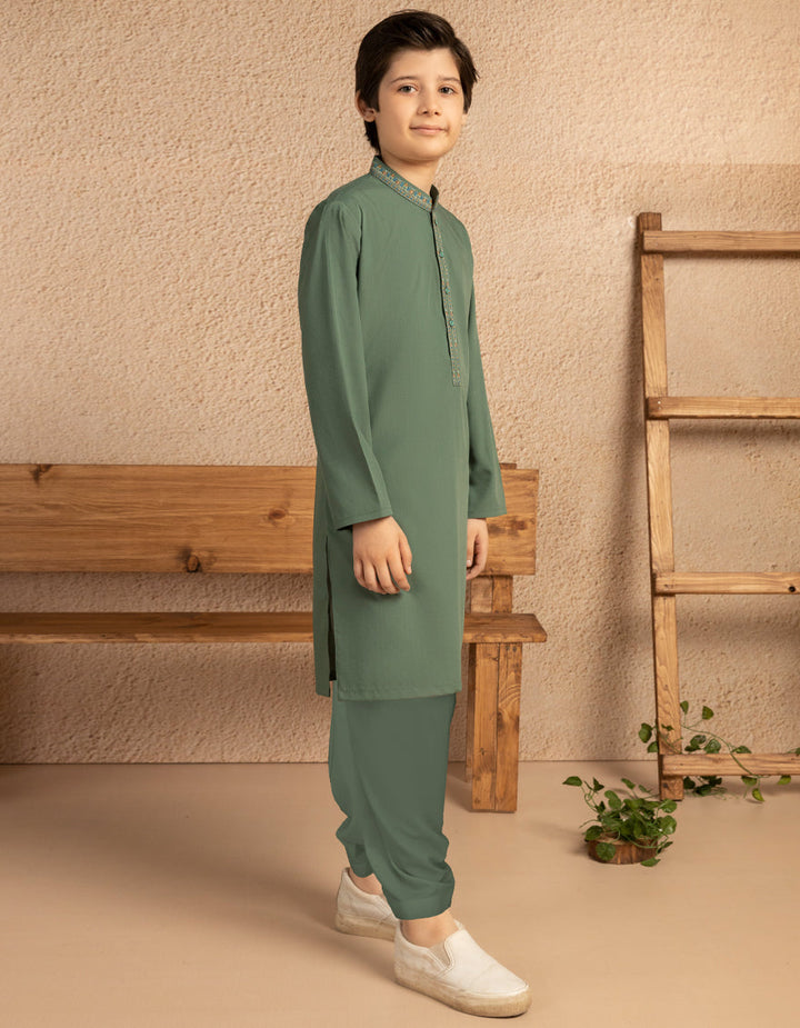 Blended Green Shalwar Kameez - J. Junaid Jamshed