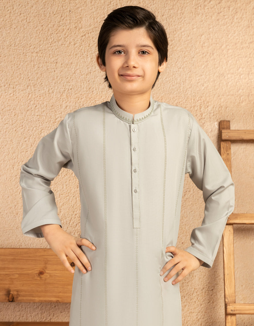 Blended Ash Grey Shalwar Kameez - J. Junaid Jamshed