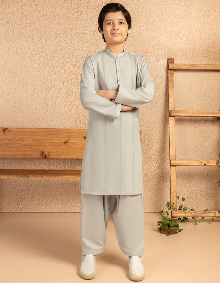 Blended Ash Grey Shalwar Kameez - J. Junaid Jamshed