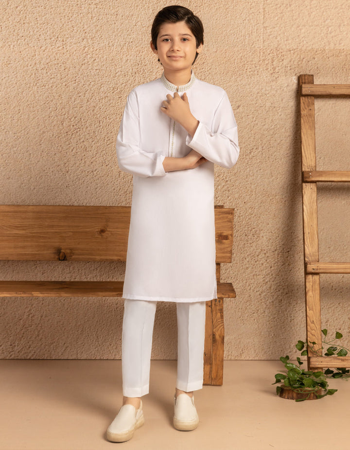 Blended White Shalwar Kameez - J. Junaid Jamshed