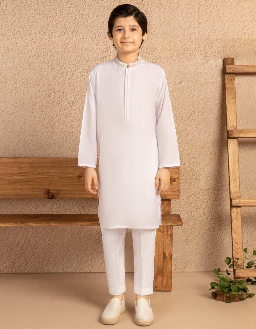 Blended White Shalwar Kameez - J. Junaid Jamshed