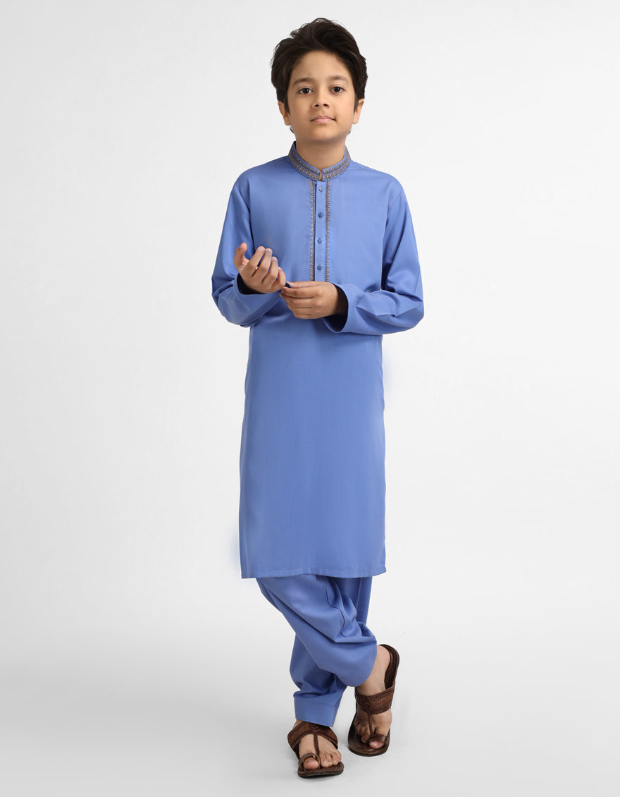 Blended Blue Shalwar Kameez - J. Junaid Jamshed