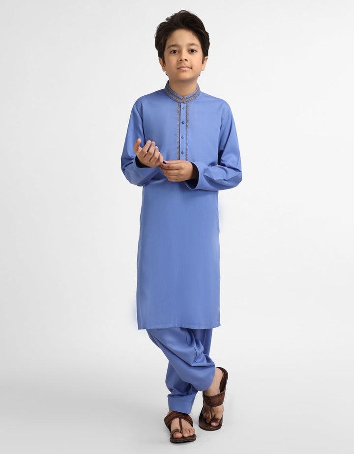 Blended Blue Shalwar Kameez - J. Junaid Jamshed
