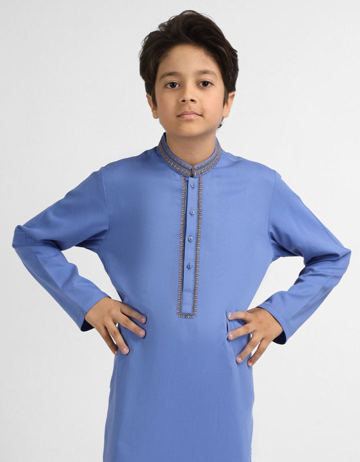 Blended Blue Shalwar Kameez - J. Junaid Jamshed
