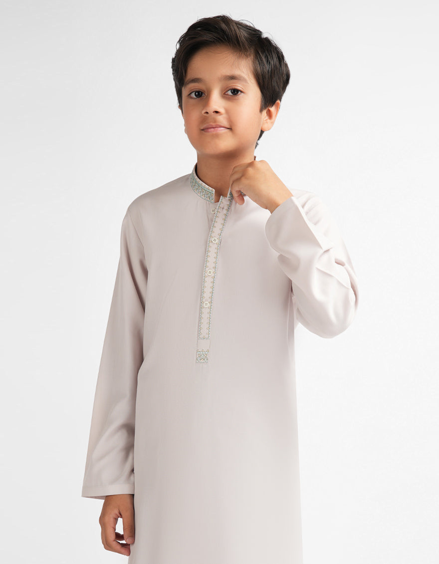 Blended Ash White Shalwar Kameez - J. Junaid Jamshed