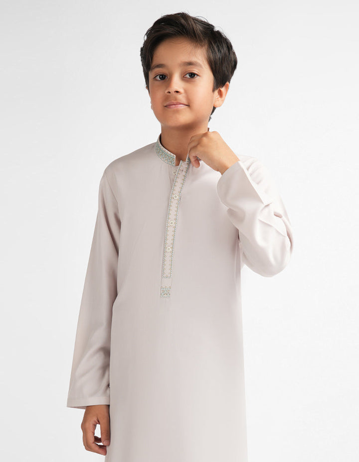 Blended Ash White Shalwar Kameez - J. Junaid Jamshed