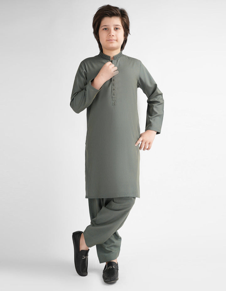 Blended Green Shalwar Kameez - J. Junaid Jamshed