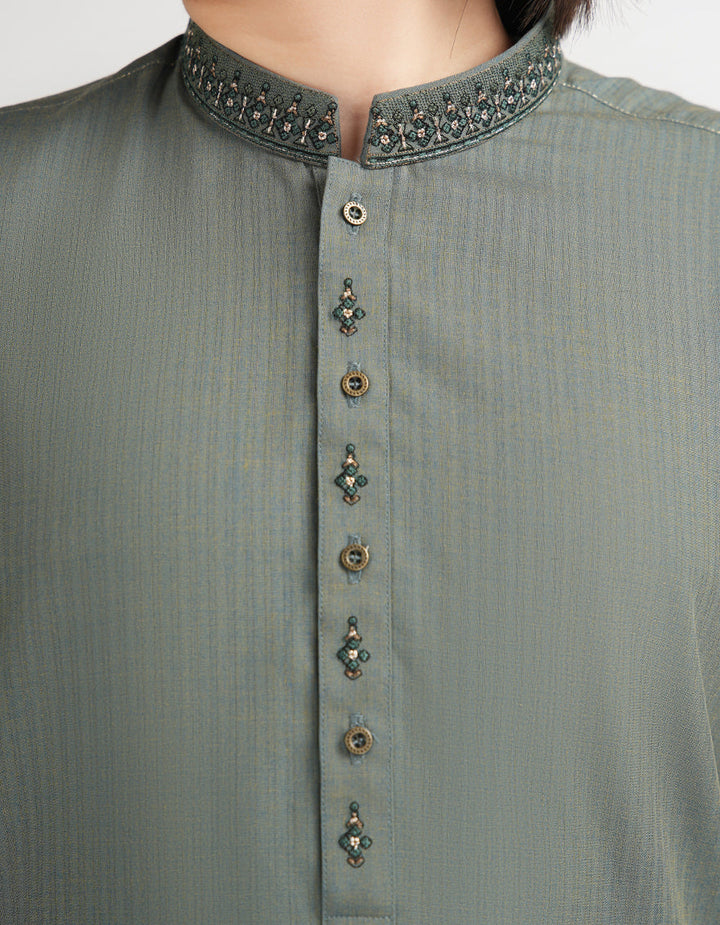 Blended Green Shalwar Kameez - J. Junaid Jamshed