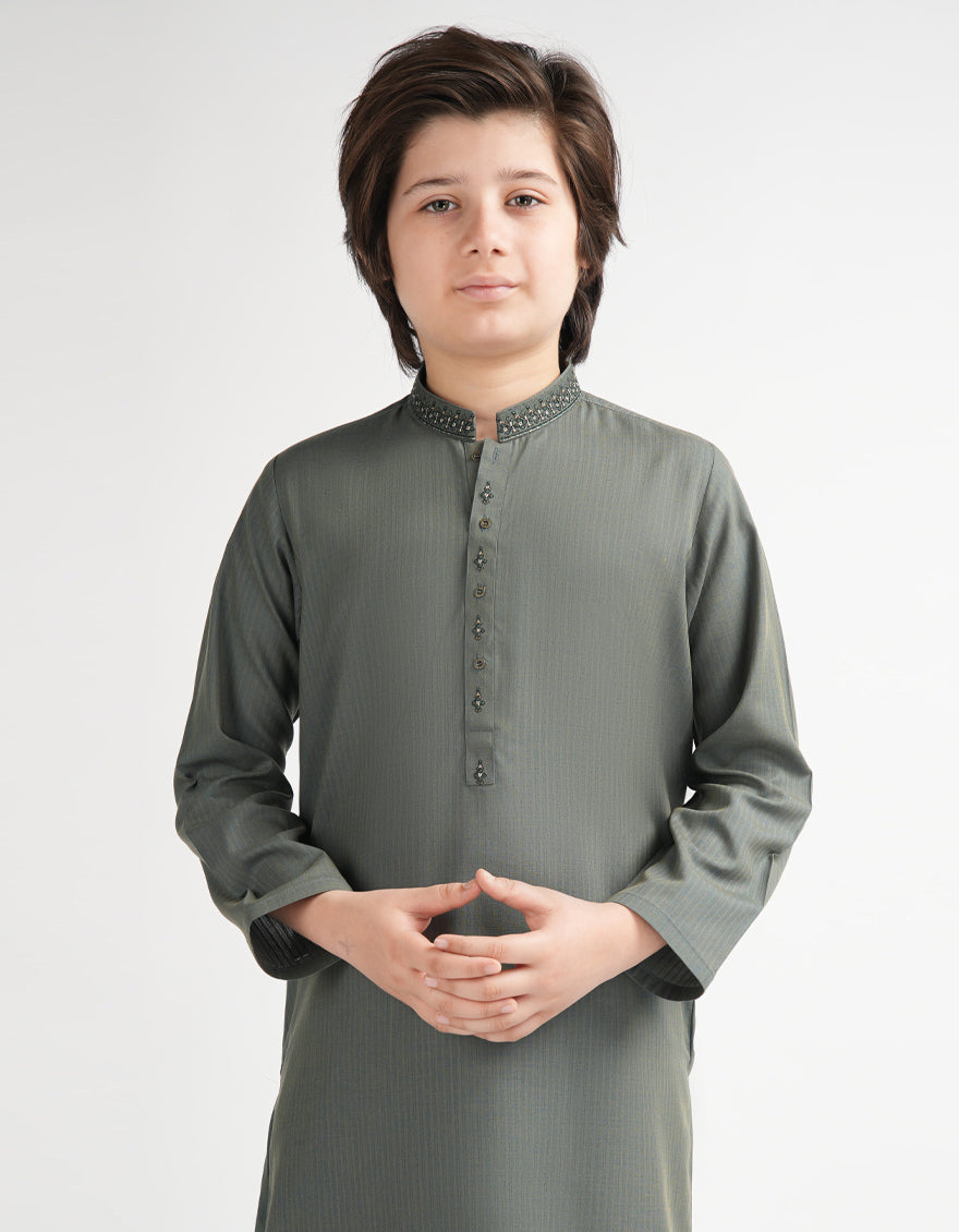 Blended Green Shalwar Kameez - J. Junaid Jamshed