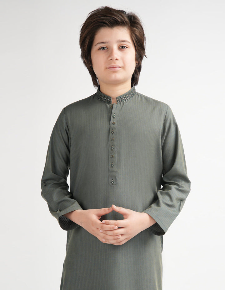 Blended Green Shalwar Kameez - J. Junaid Jamshed