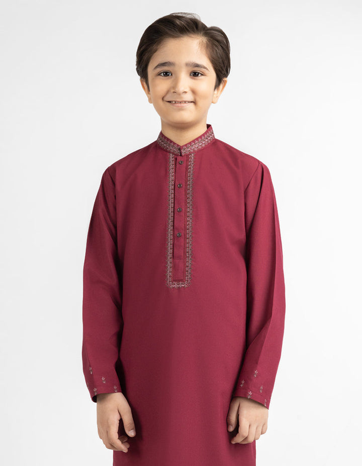 Blended Red Shalwar Kameez - J. Junaid Jamshed