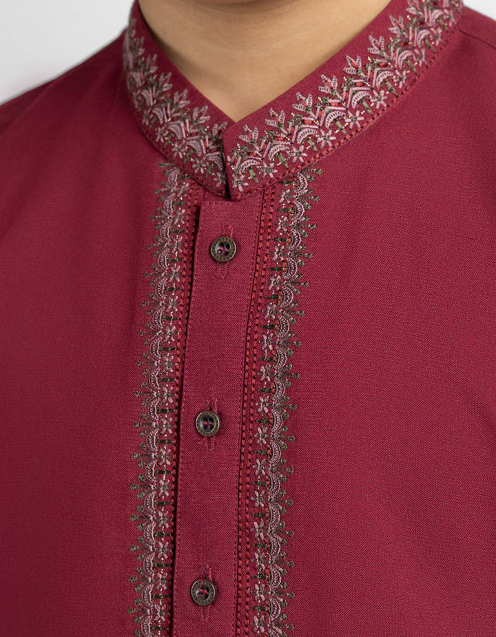 Blended Red Shalwar Kameez - J. Junaid Jamshed