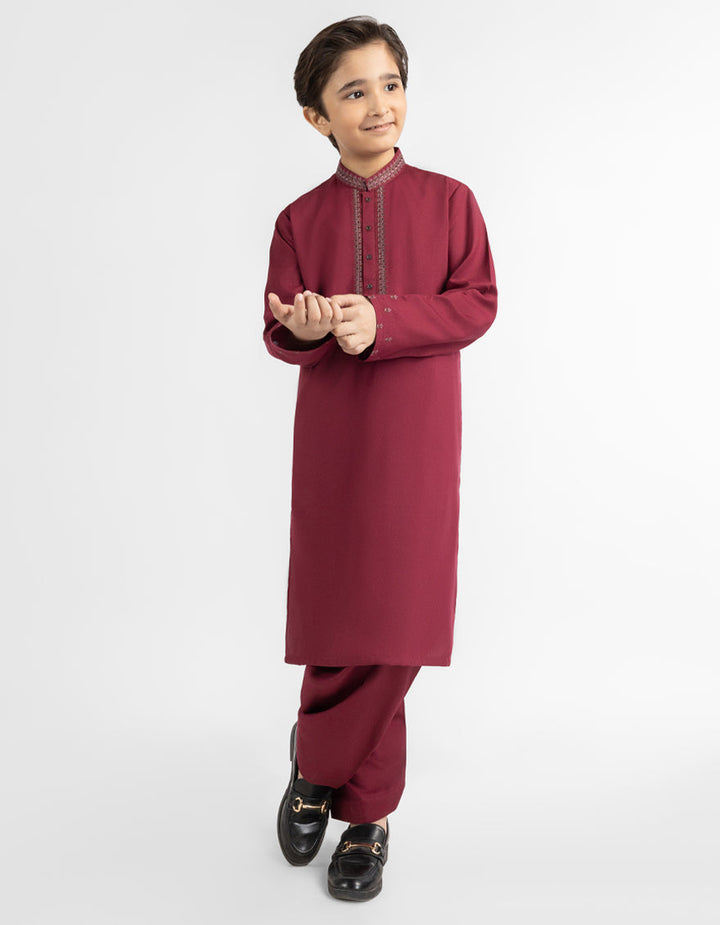 Blended Red Shalwar Kameez - J. Junaid Jamshed