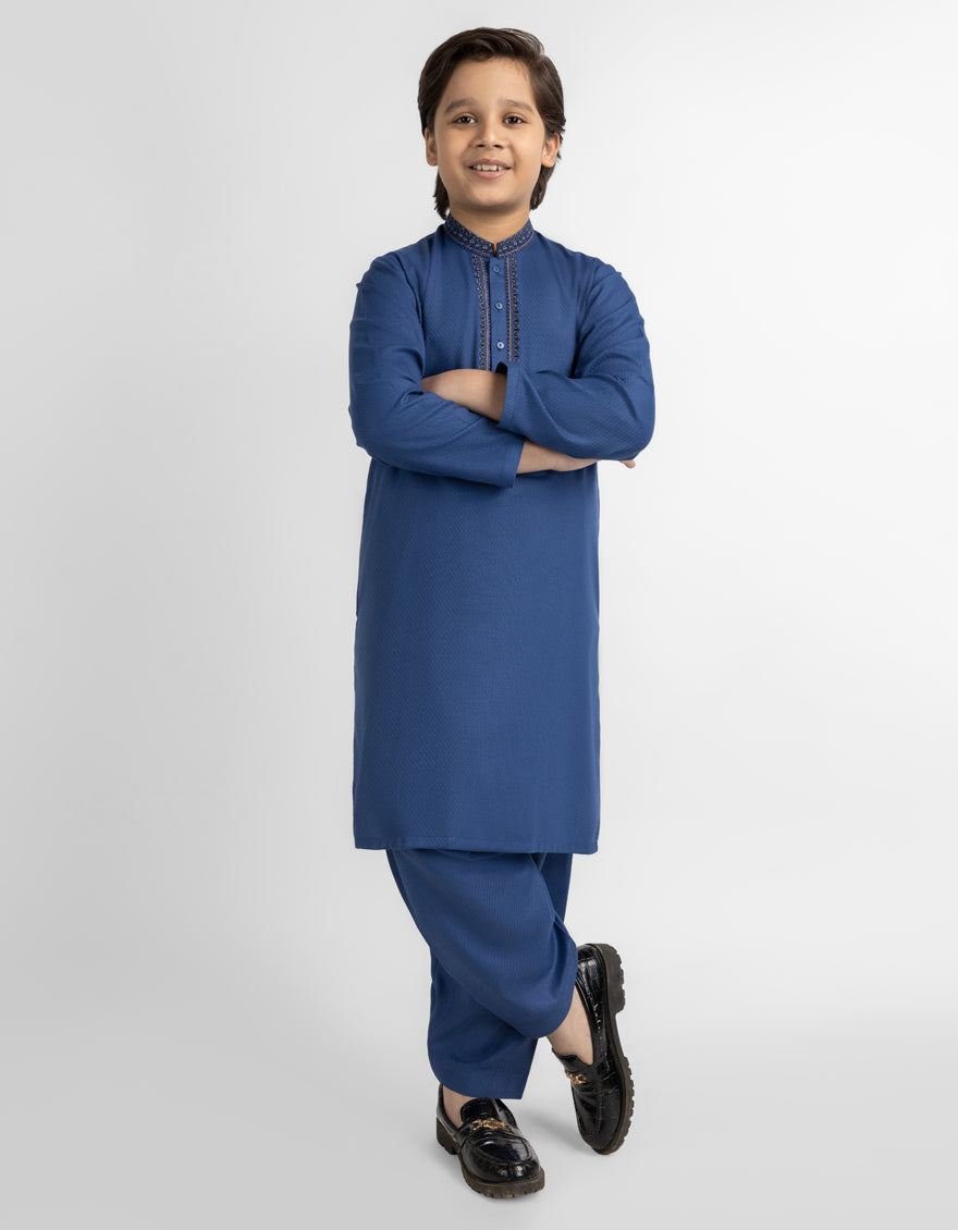 Blended Blue Shalwar Kameez - J. Junaid Jamshed
