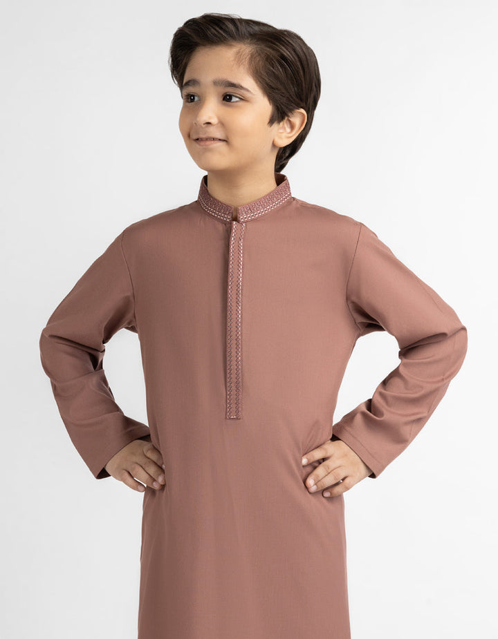 Blended Mid Brown Shalwar Kameez - J. Junaid Jamshed