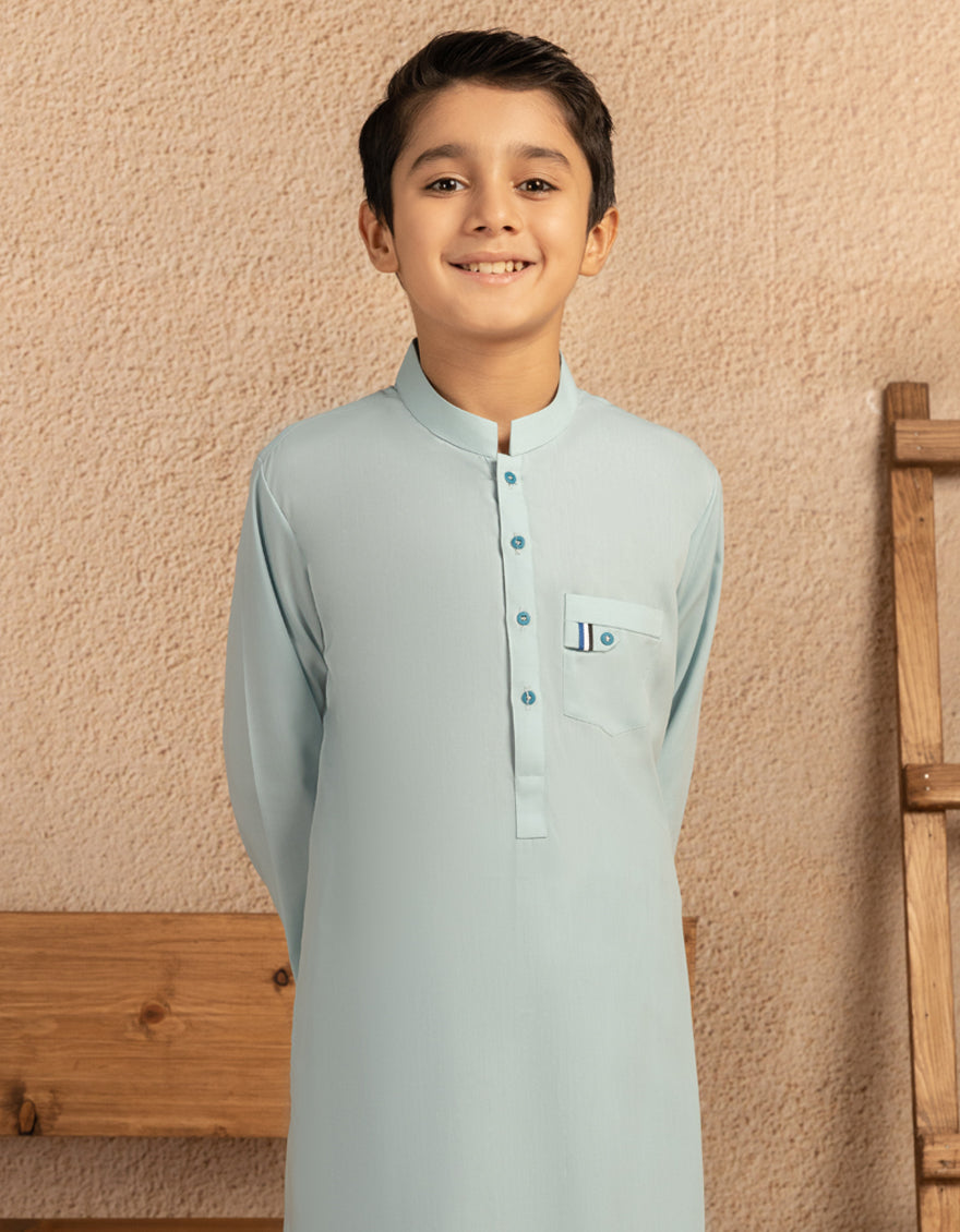 Blended Sky Blue Shalwar Kameez - J. Junaid Jamshed