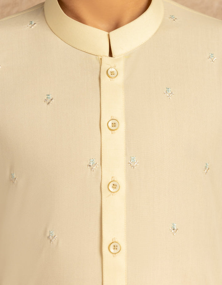 Polyester Cream Shalwar Kameez - J. Junaid Jamshed