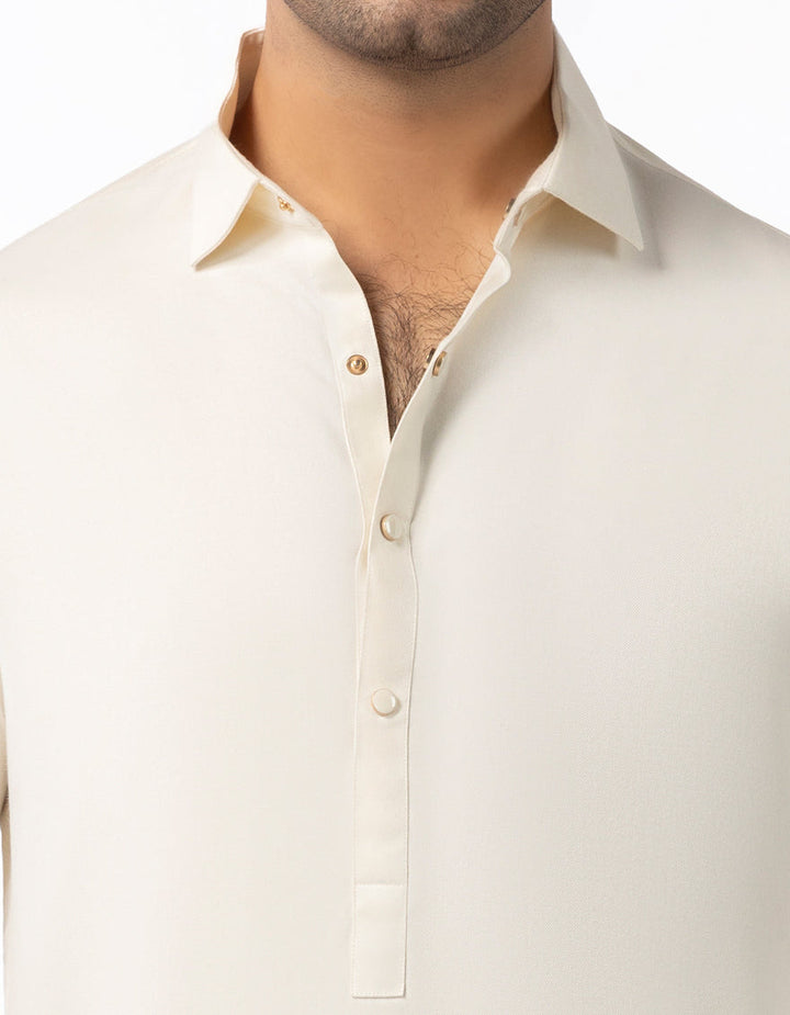 Blended Off White Shalwar Kameez  - J. Junaid Jamshed