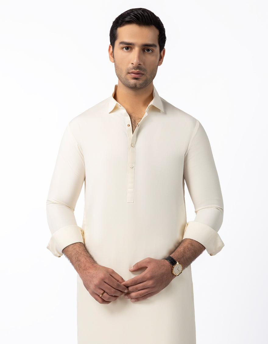 Blended Off White Shalwar Kameez  - J. Junaid Jamshed