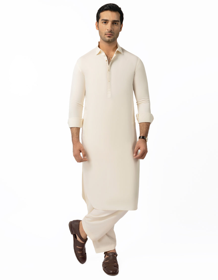 Blended Off White Shalwar Kameez  - J. Junaid Jamshed