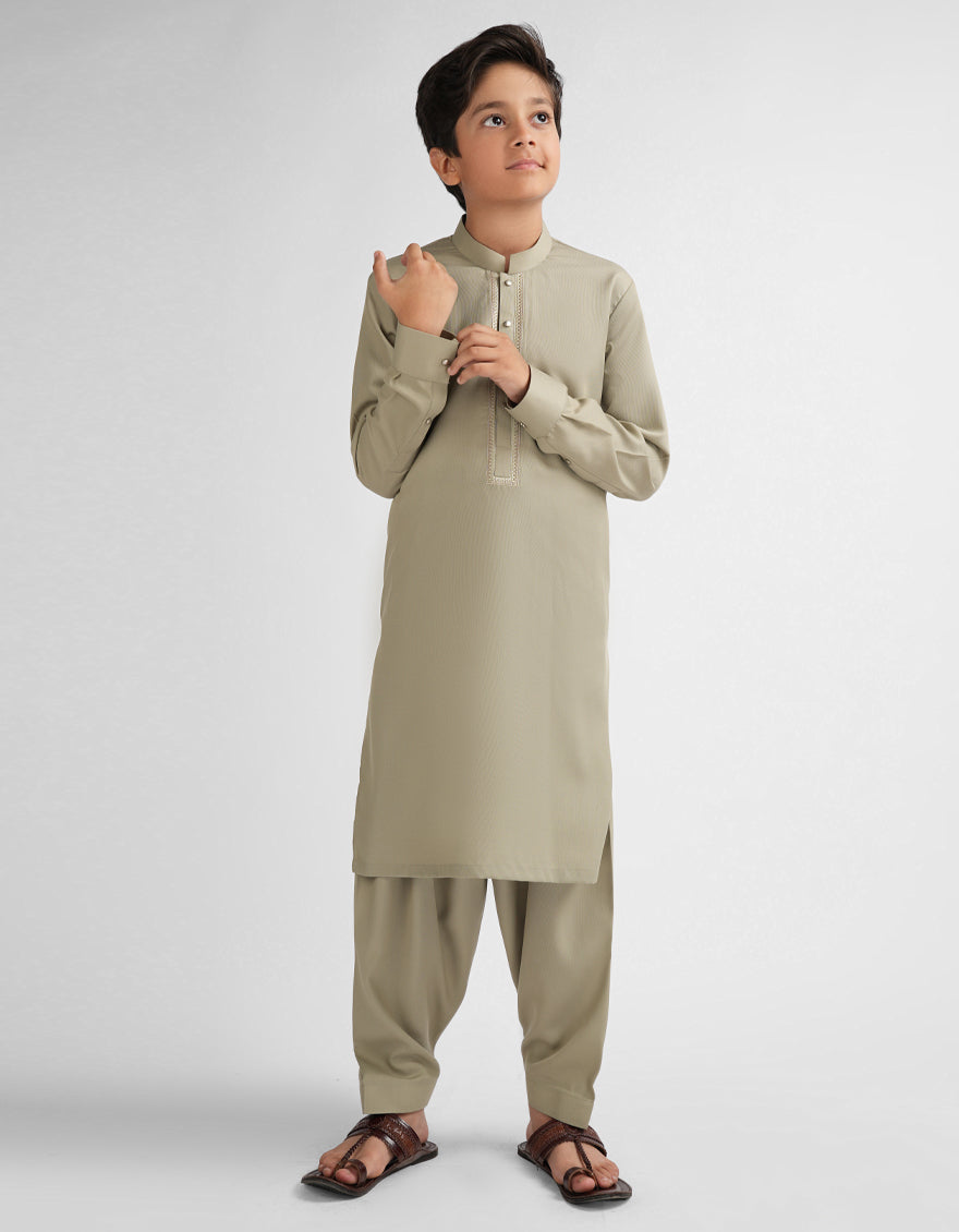 Blended Light Olive Shalwar Kameez - J. Junaid Jamshed