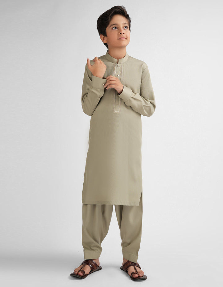Blended Light Olive Shalwar Kameez - J. Junaid Jamshed