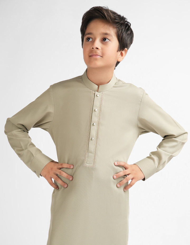 Blended Light Olive Shalwar Kameez - J. Junaid Jamshed