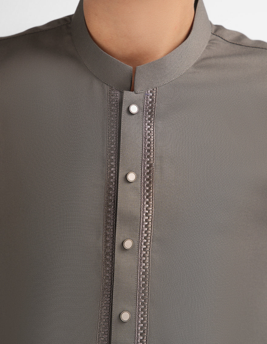 Blended Grey Shalwar Kameez - J. Junaid Jamshed