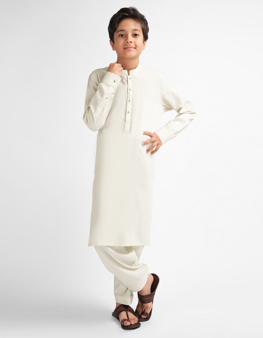 Blended Apple White Shalwar Kameez - J. Junaid Jamshed