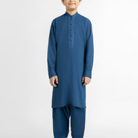 Blended Electric Blue Shalwar Kameez - J. Junaid Jamshed