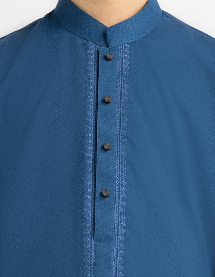 Blended Electric Blue Shalwar Kameez - J. Junaid Jamshed
