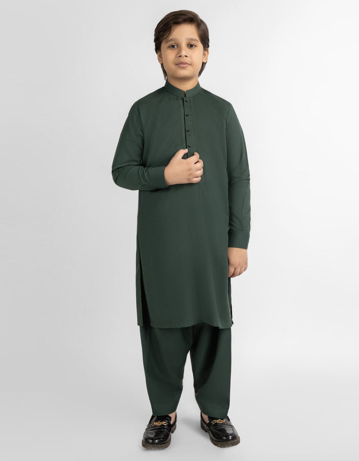 Blended Deep Green Shalwar Kameez - J. Junaid Jamshed