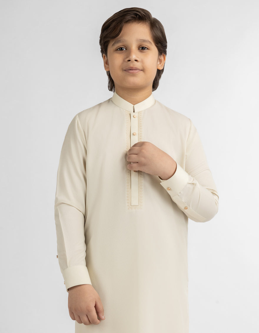 Blended Cream Shalwar Kameez - J. Junaid Jamshed