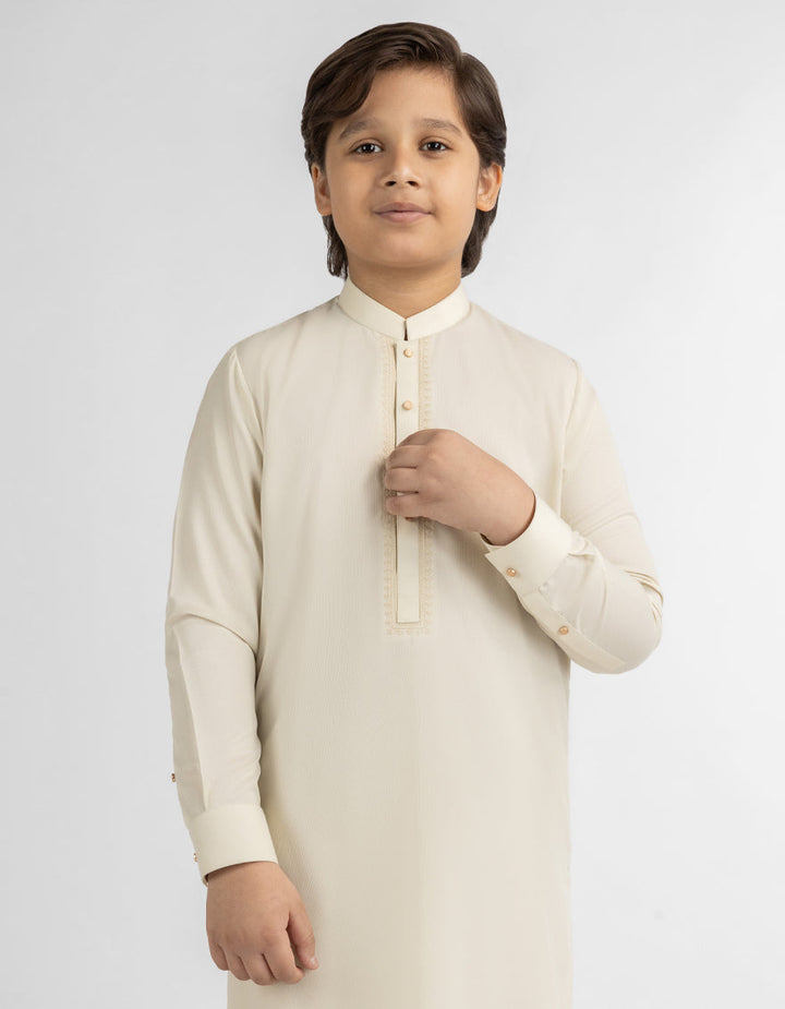 Blended Cream Shalwar Kameez - J. Junaid Jamshed