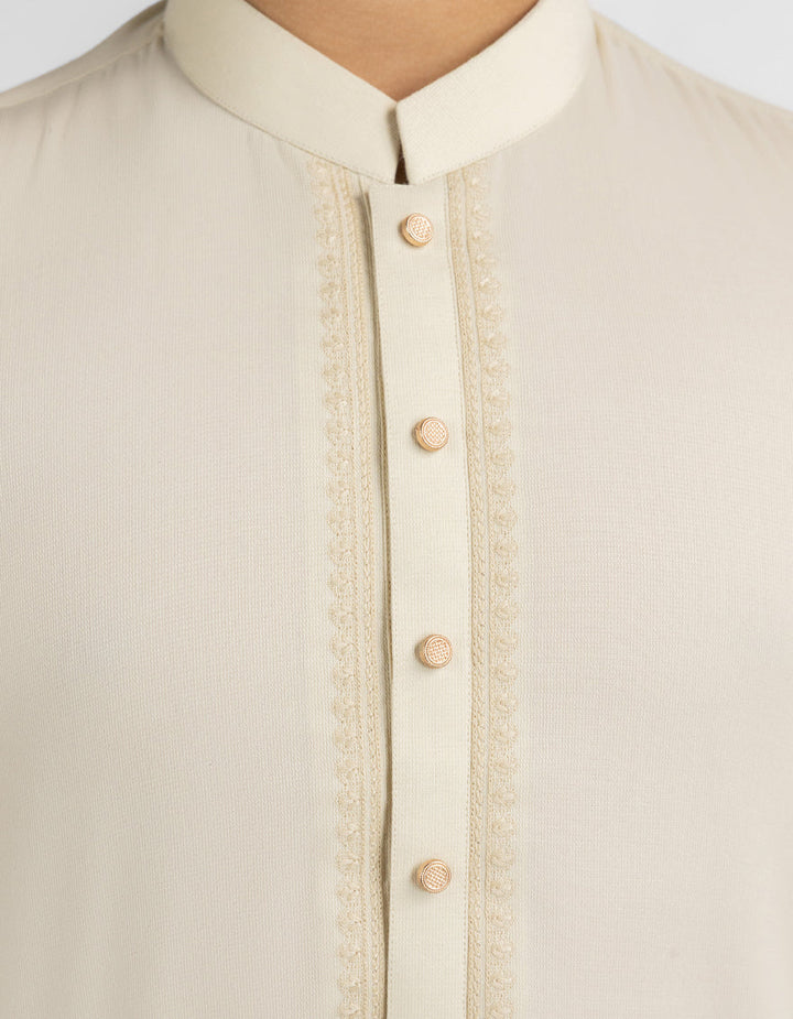 Blended Cream Shalwar Kameez - J. Junaid Jamshed