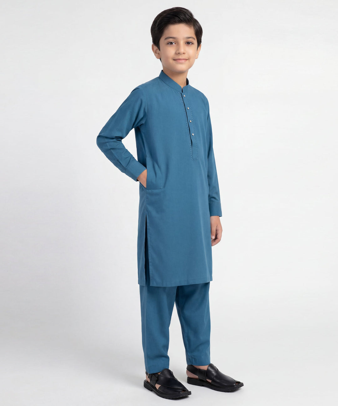 Blended Turquoise Shalwar Kameez - J. Junaid Jamshed