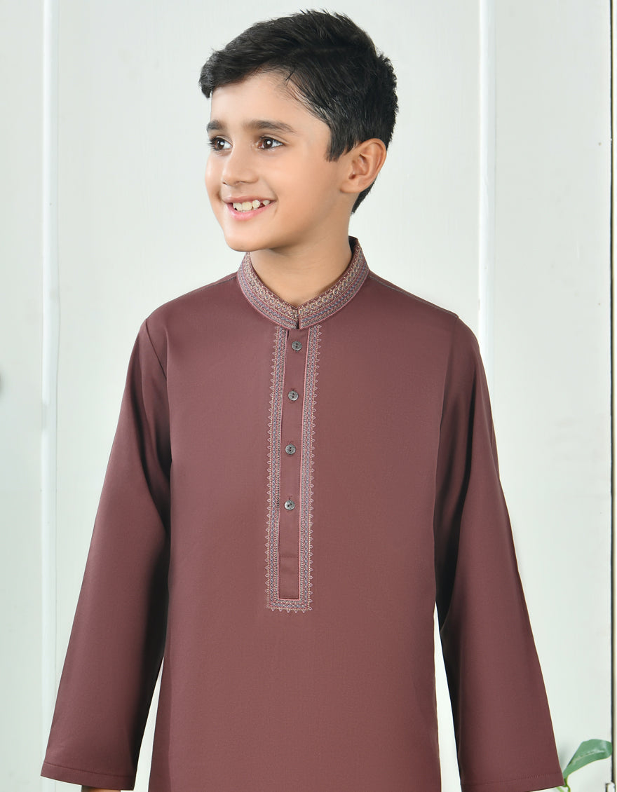 Blended Brown Kameez Shalwar - J. Junaid Jamshed