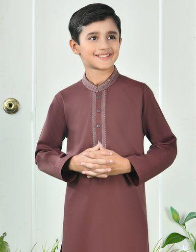 Blended Brown Kameez Shalwar - J. Junaid Jamshed