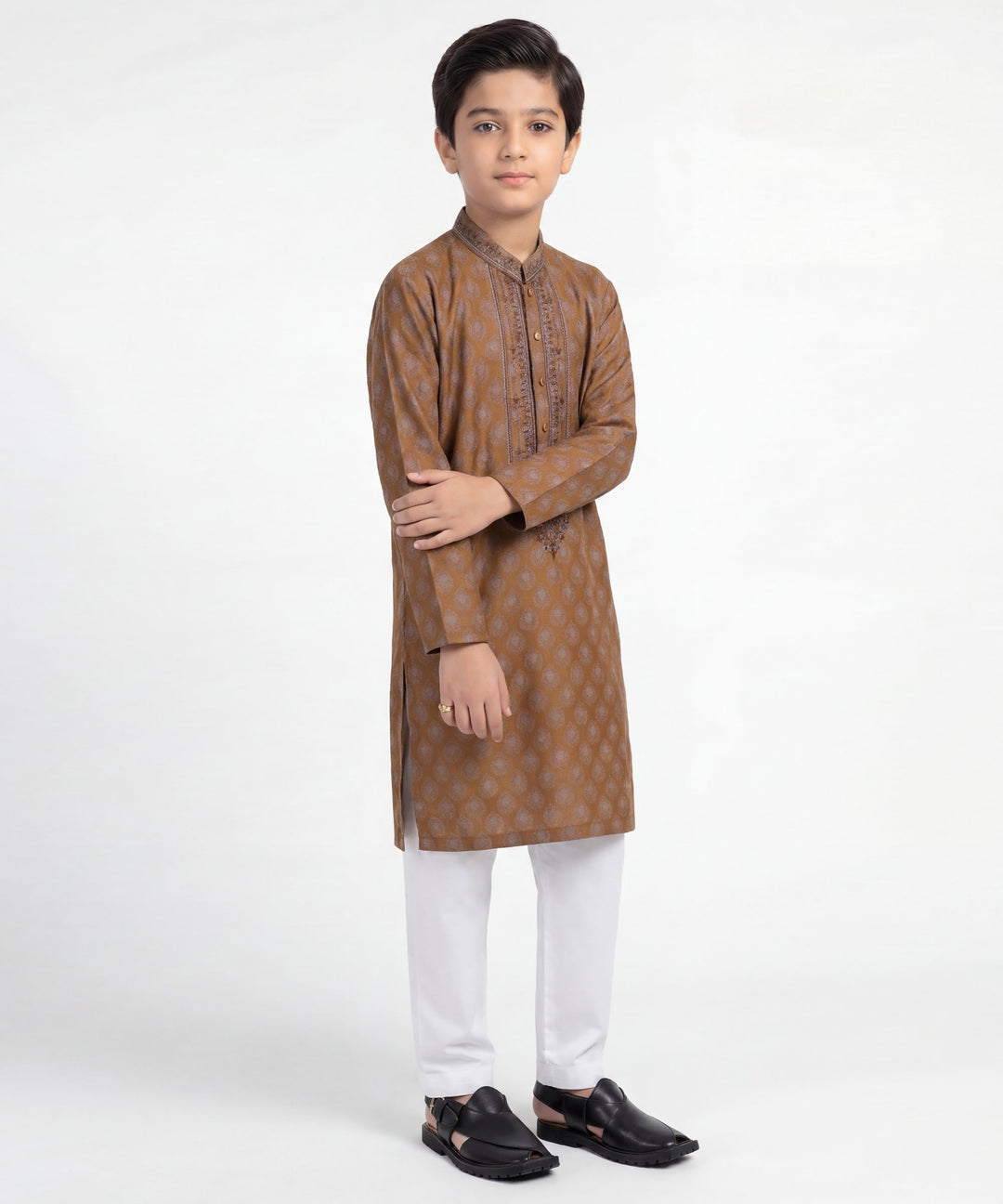 Polyester Ochre Special Kurta - J. Junaid Jamshed
